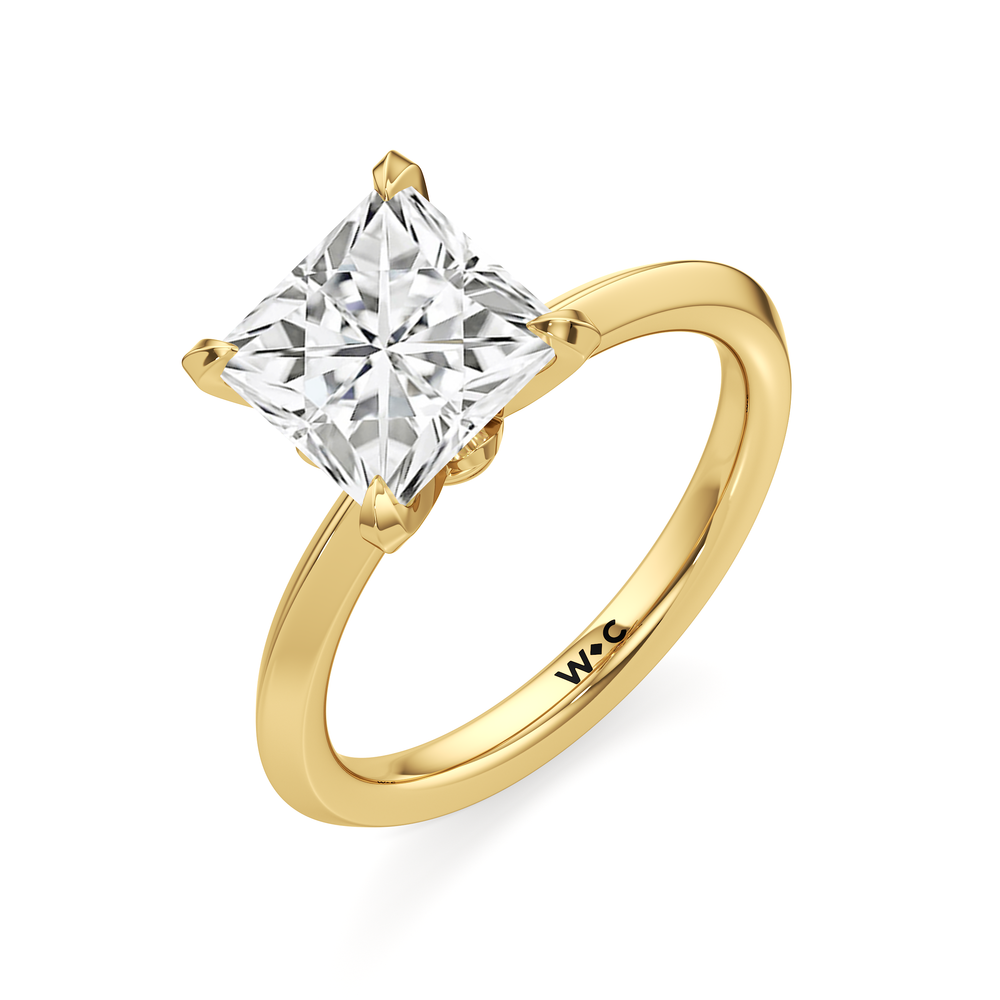 Princess Cut The W Evolution Engagement Ring with Lab Grown Diamond in 14KT Yellow Gold view 3
