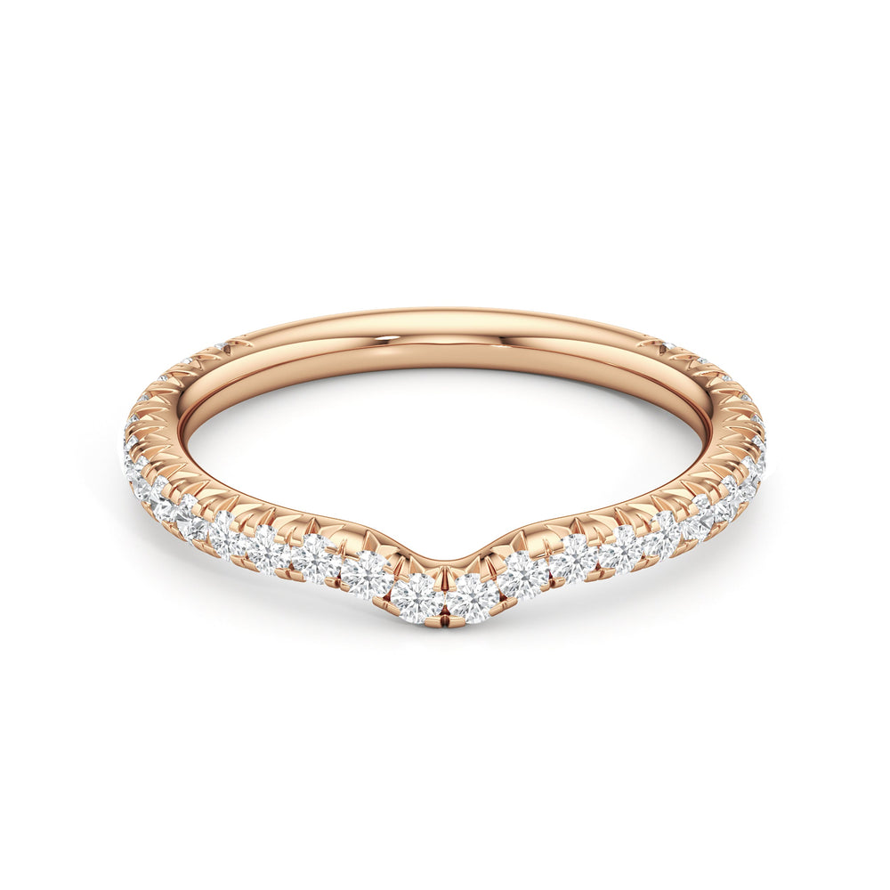 The W Pavé Diamond Wedding Band with 18KT Rose Gold Cut Diamond in 14KT Rose Gold view 1
