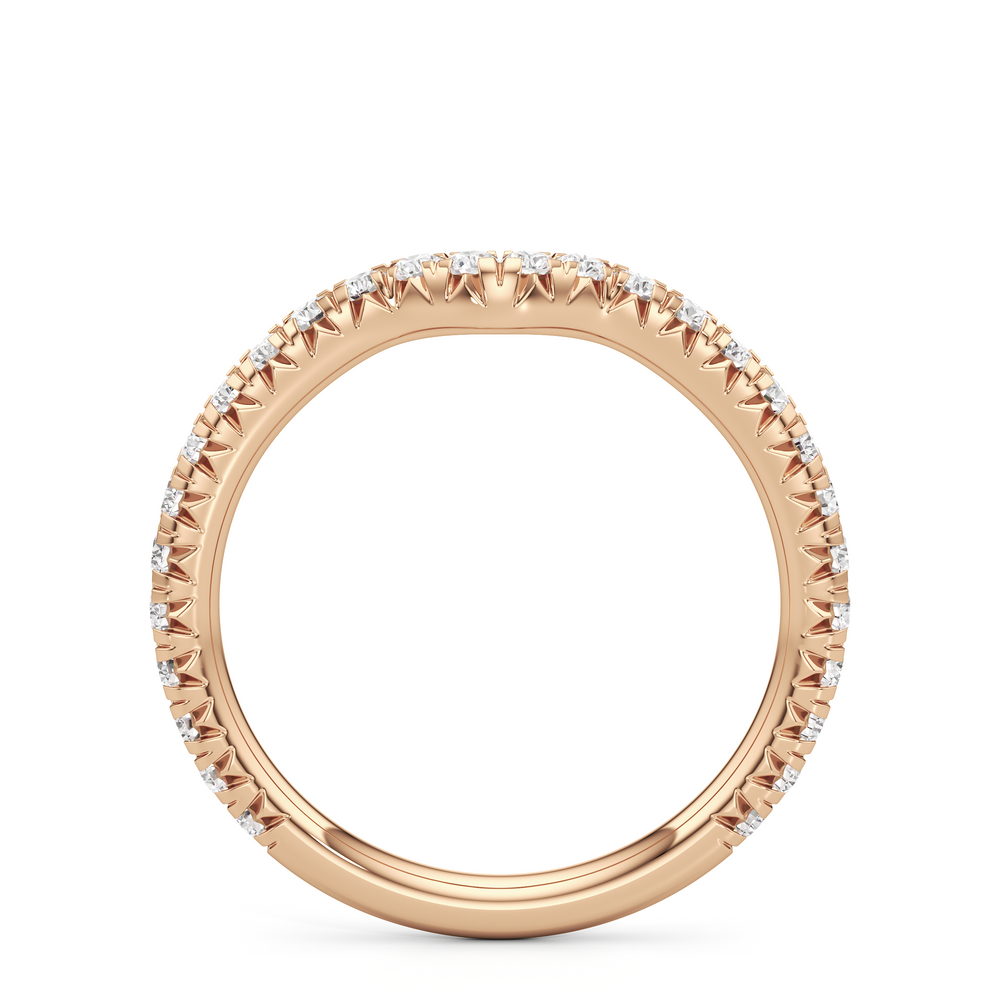 The W Pavé Diamond Wedding Band with 18KT Rose Gold Cut Diamond in 14KT Rose Gold view 2
