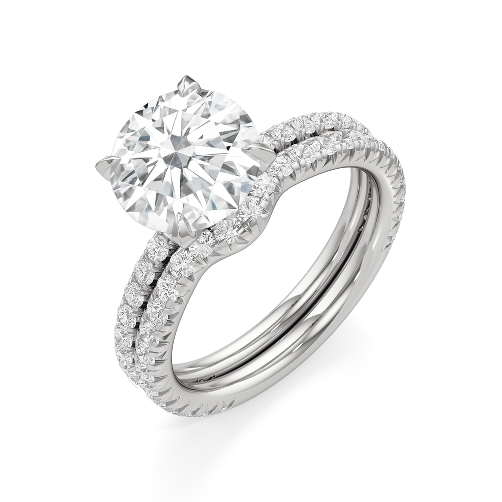The W Icon Engagement Ring with Cushion Cut Diamond in 14KT Platinum view 7

