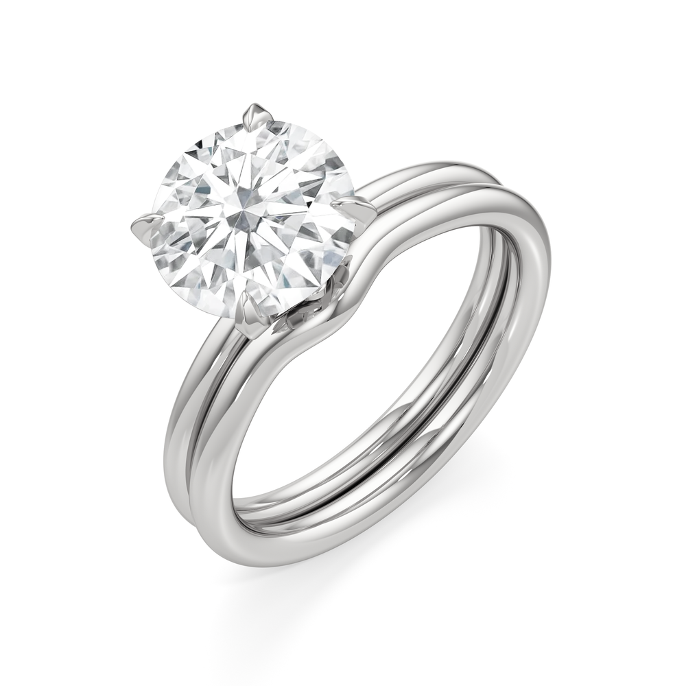Princess Cut The W Classic Engagement Ring with Lab Grown Diamond in 14KT Platinum view 8
