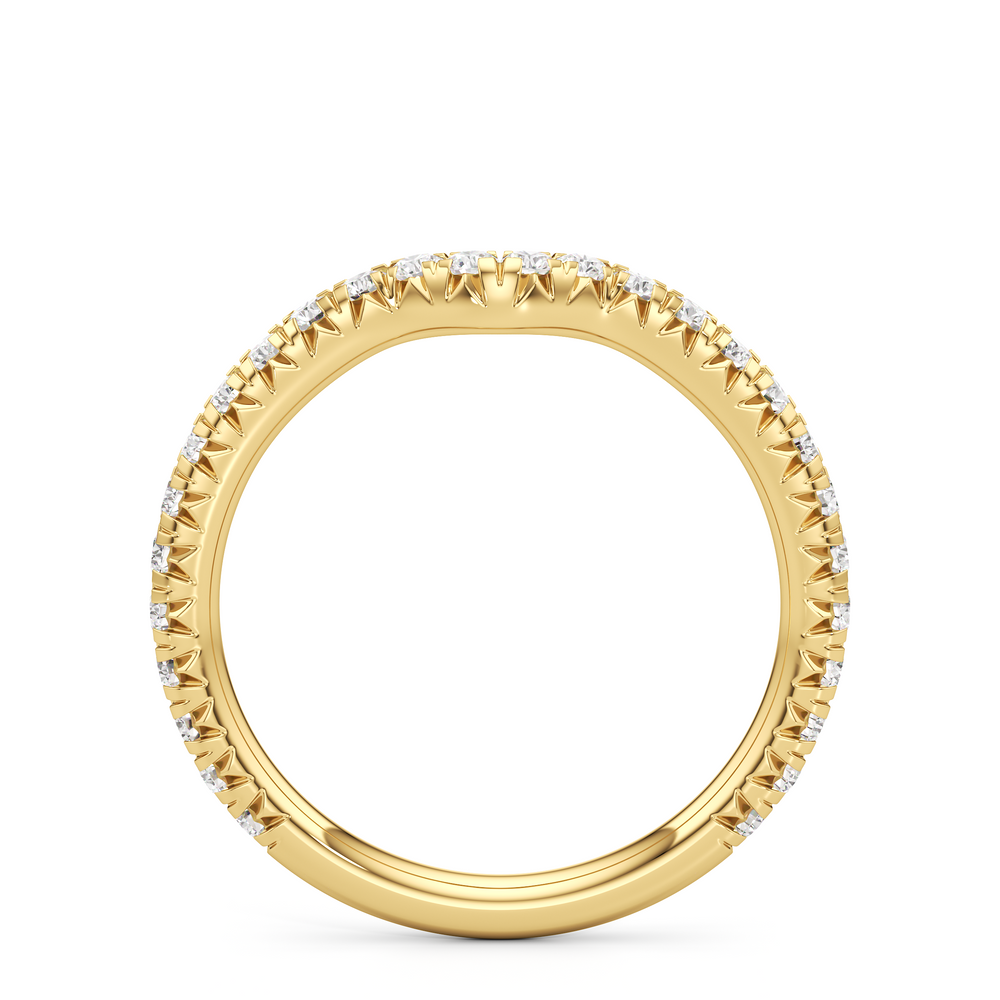 The W Pavé Diamond Wedding Band with 18KT Yellow Gold Cut Diamond in 14KT Yellow Gold view 2
