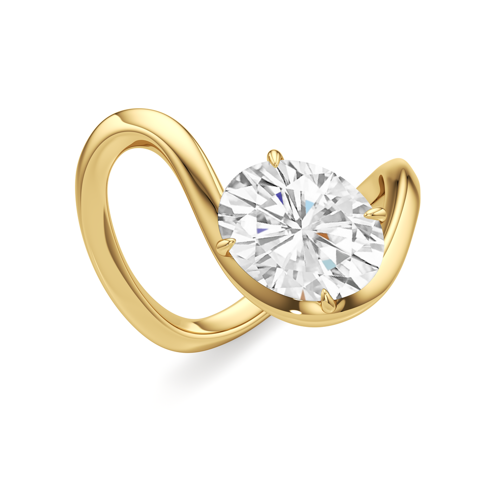Oval Cut The Lunea Engagement Ring with Lab Grown Diamond in 14KT Yellow Gold view 3
