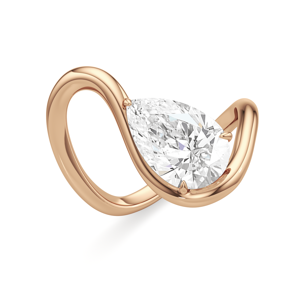 Pear Cut The Lunea Engagement Ring with Lab Grown Diamond in 14KT Rose Gold view 4
