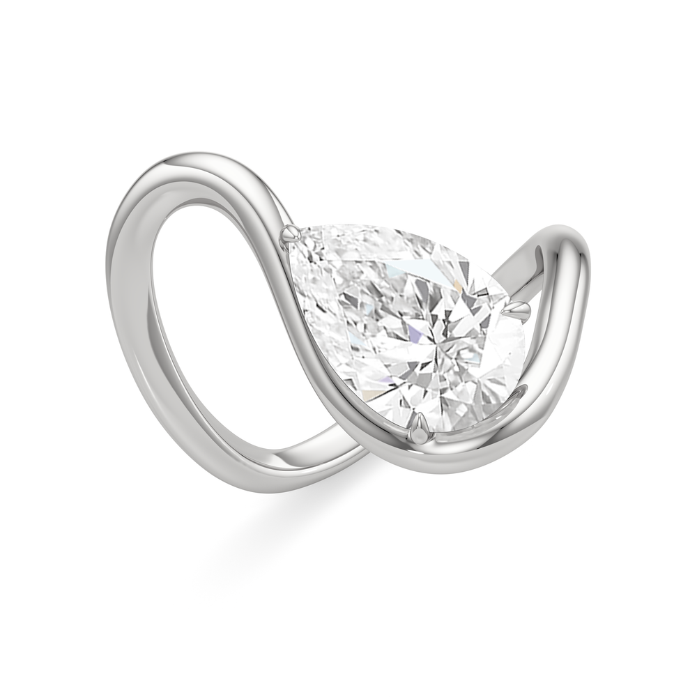 Pear Cut The Lunea Engagement Ring with Lab Grown Diamond in 14KT Platinum view 4
