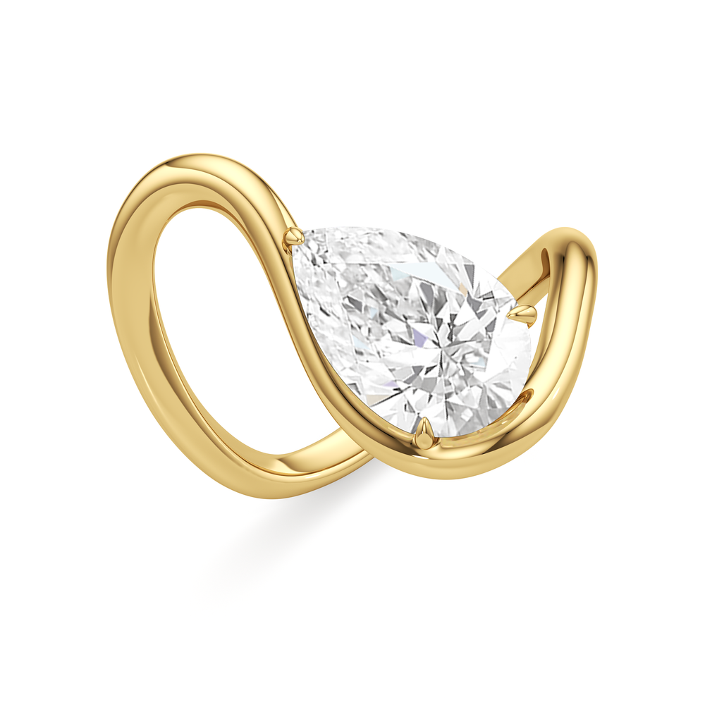 Pear Cut The Lunea Engagement Ring with Lab Grown Diamond in 14KT Yellow Gold view 4
