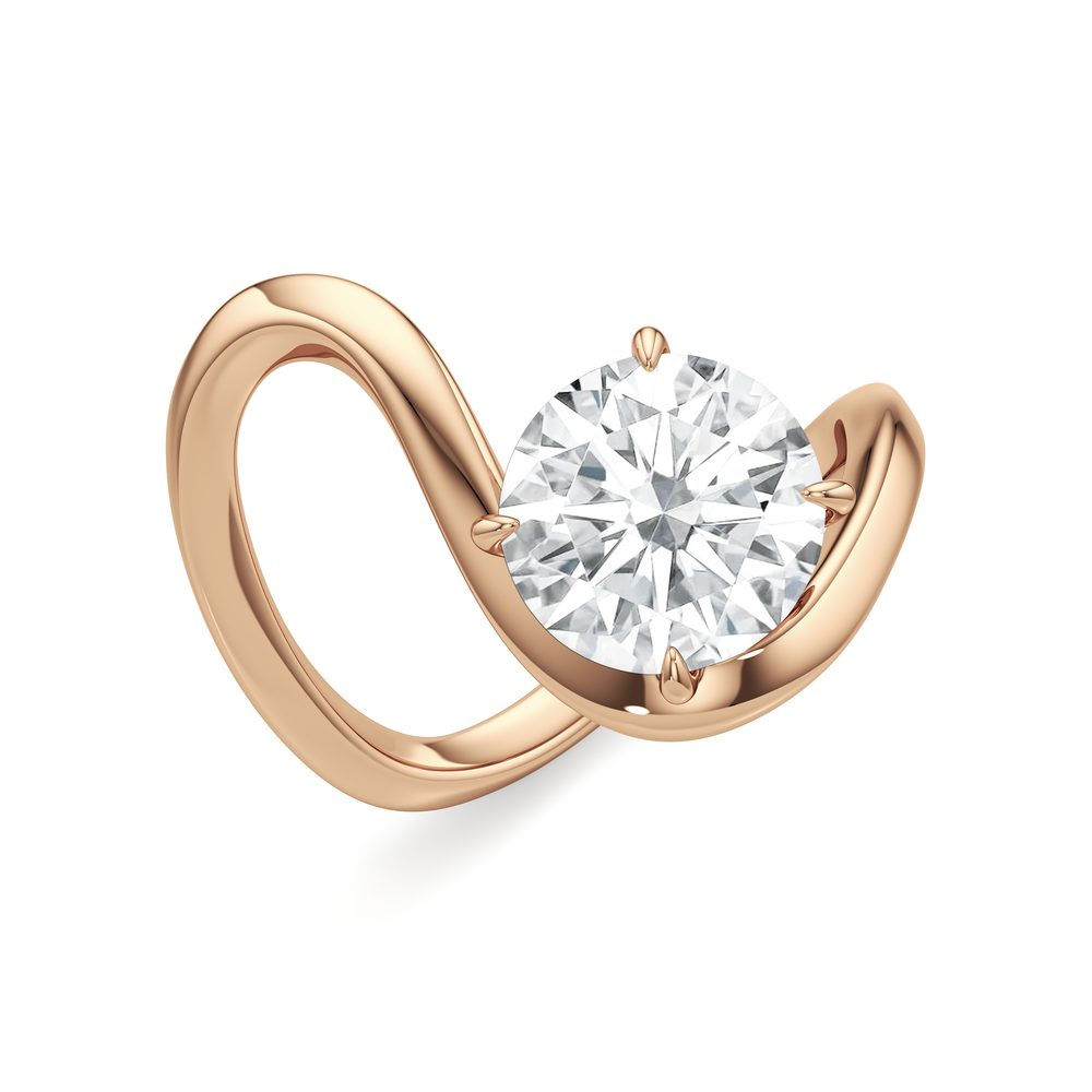 Round Cut The Lunea Engagement Ring with Lab Grown Diamond in 14KT Rose Gold view 3
