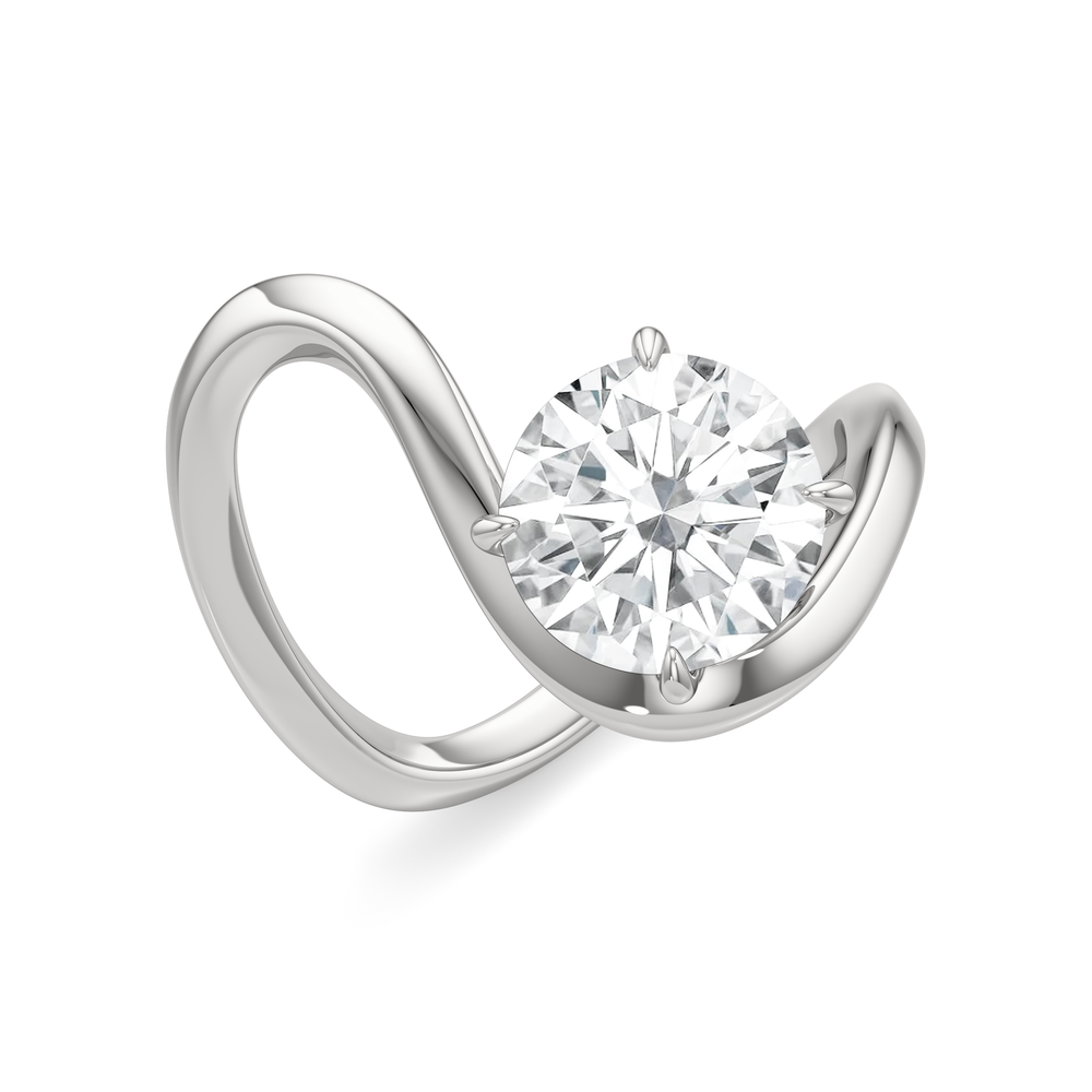 Round Cut The Lunea Engagement Ring with Lab Grown Diamond in 14KT Platinum view 3
