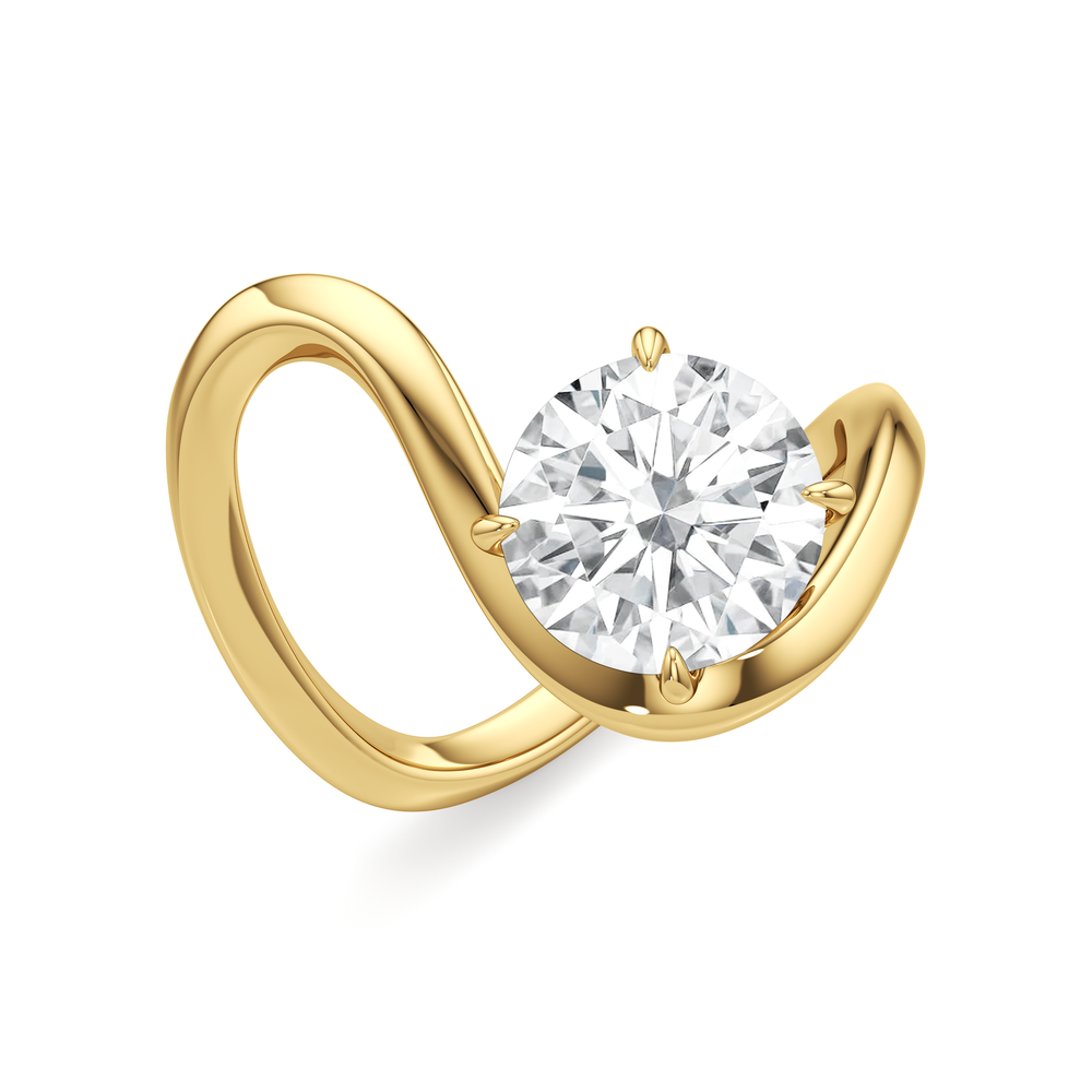 Round Cut The Lunea Engagement Ring with Lab Grown Diamond in 14KT Yellow Gold view 3
