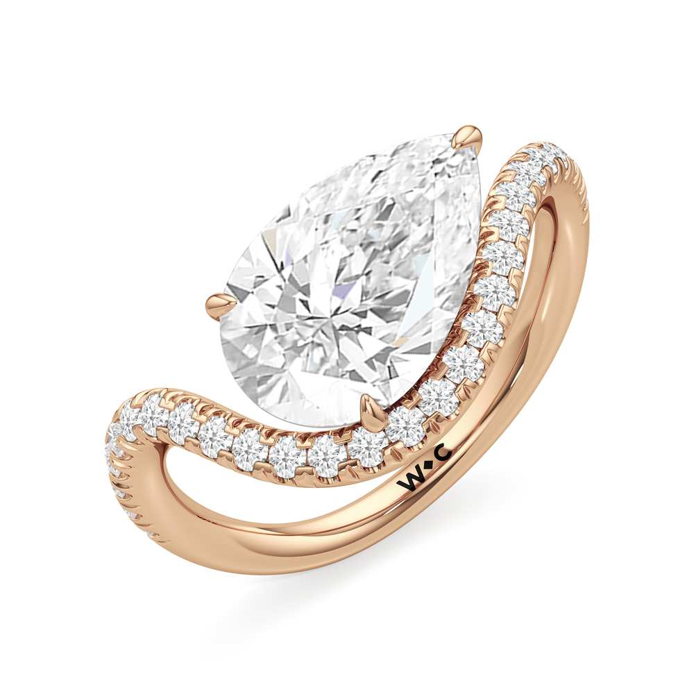 Pear Cut The Solmare Engagement Ring with Lab Grown Diamond in 14KT Rose Gold view 3
