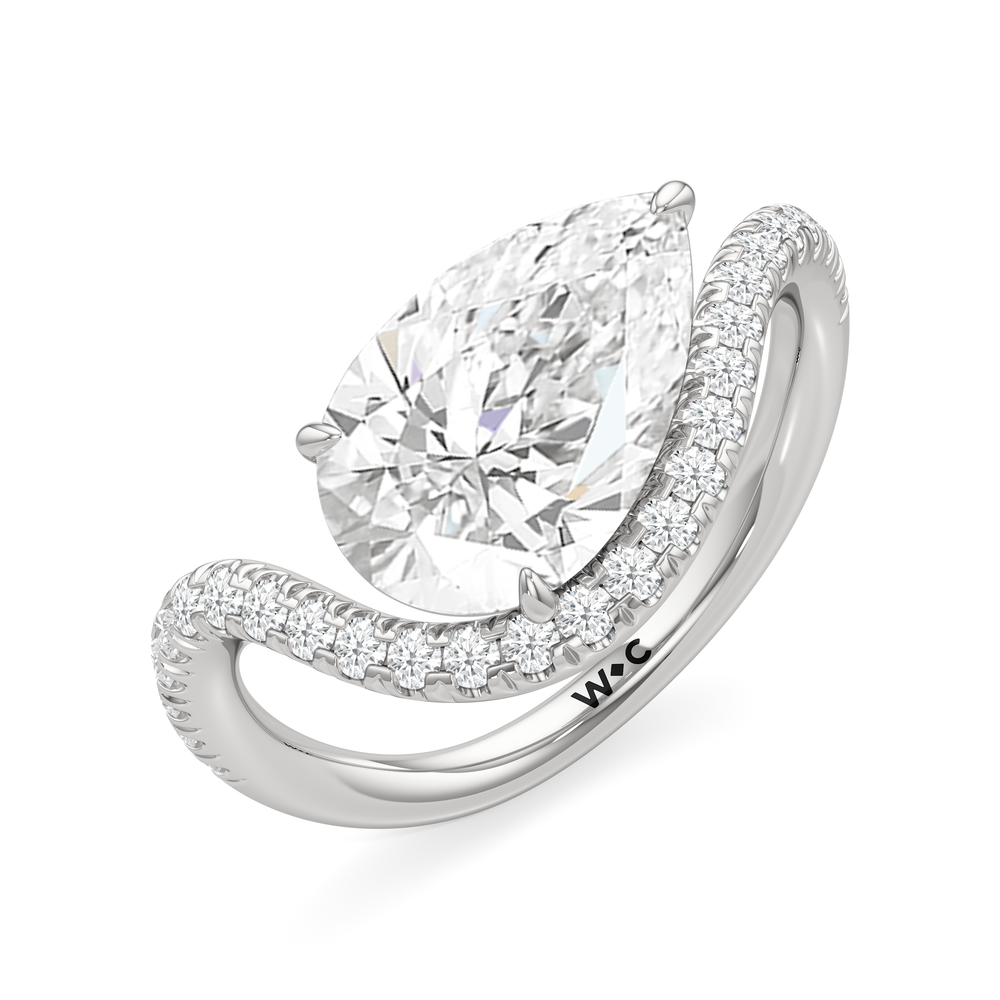 Pear Cut The Solmare Engagement Ring with Lab Grown Diamond in 14KT Platinum view 3
