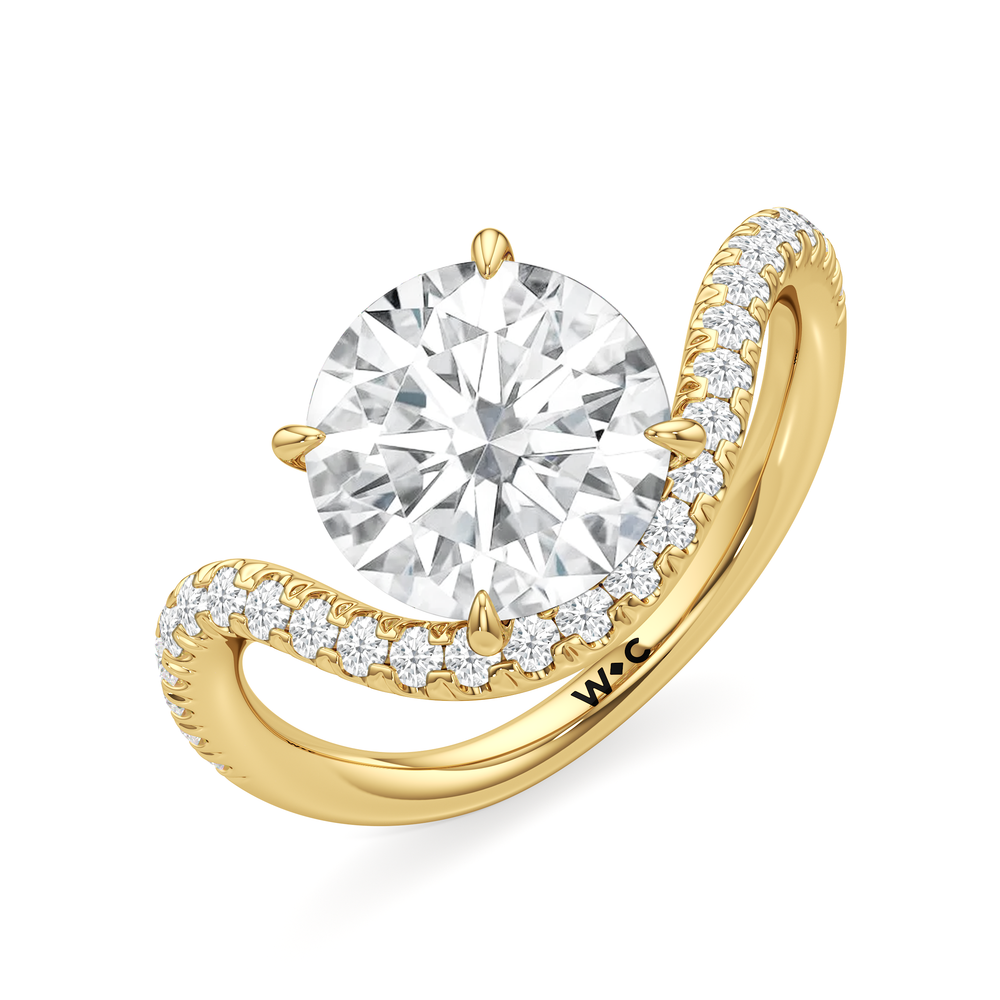 Round Cut The Solmare Engagement Ring with Lab Grown Diamond in 14KT Yellow Gold view 3
