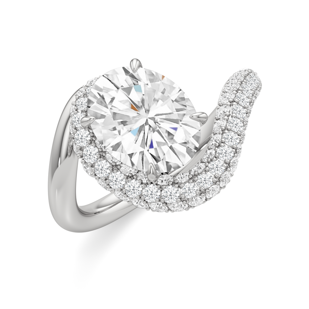 Oval Cut The Crest Engagement Ring with Lab Grown Diamond in 14KT Platinum view 3

