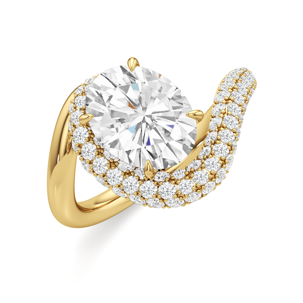 Oval Cut The Crest Engagement Ring with Lab Grown Diamond in 14KT Yellow Gold view 3
