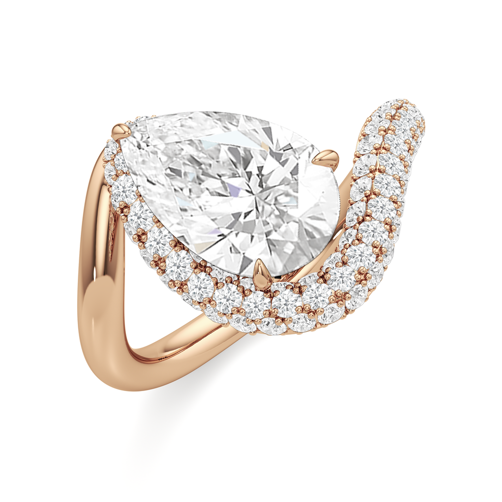 Pear Cut The Crest Engagement Ring with Lab Grown Diamond in 14KT Rose Gold view 3
