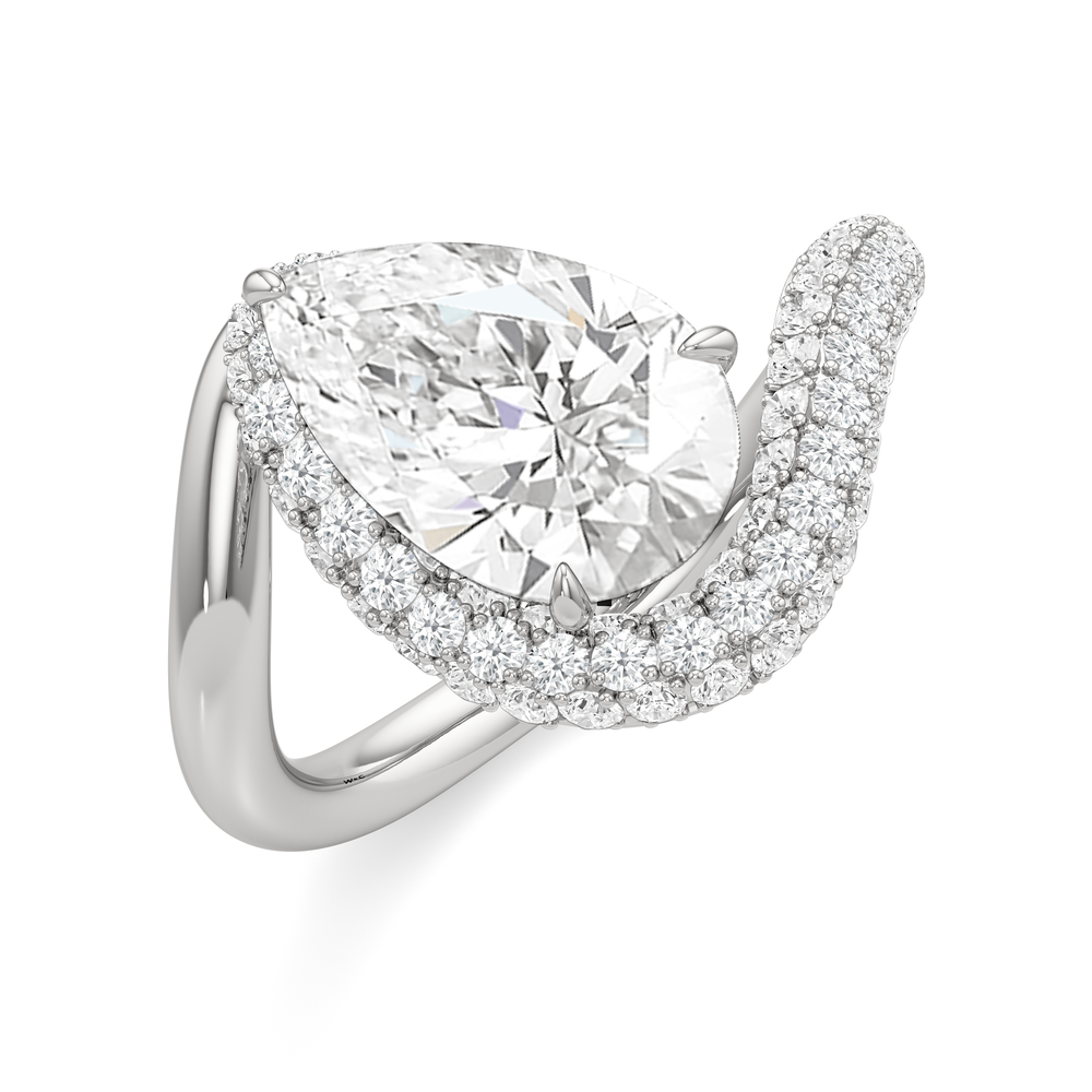 Pear Cut The Crest Engagement Ring with Lab Grown Diamond in 14KT Platinum view 3
