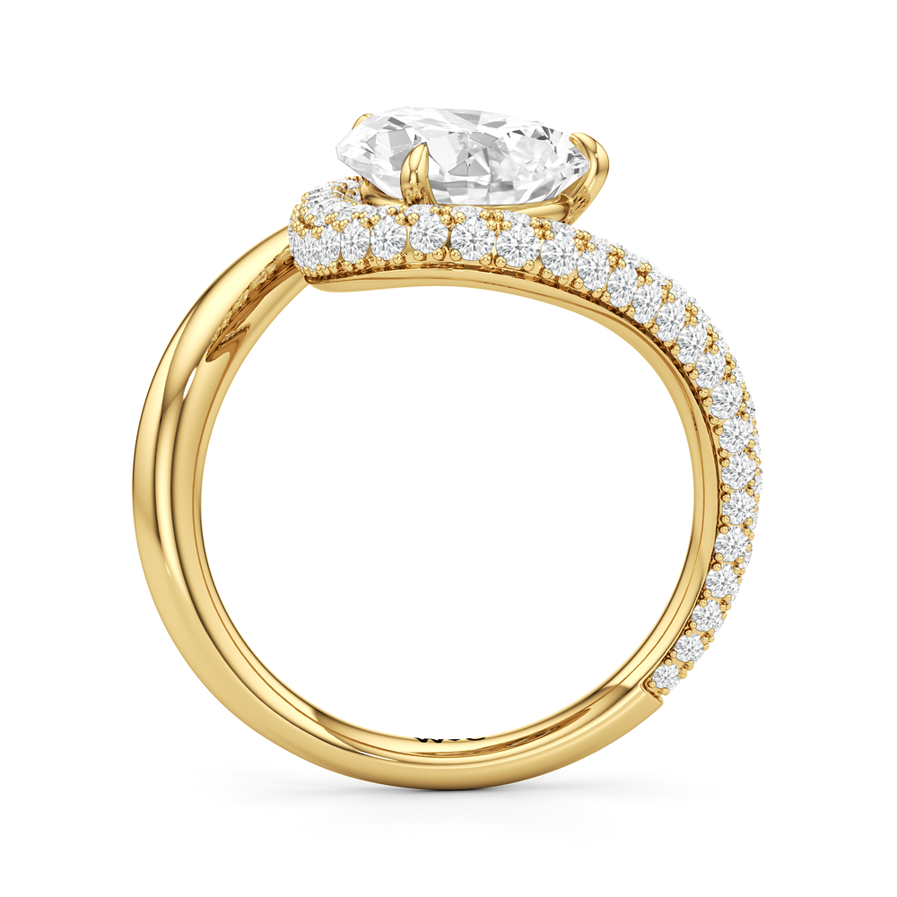Pear Cut The Crest Engagement Ring with Lab Grown Diamond in 14KT Yellow Gold view 2
