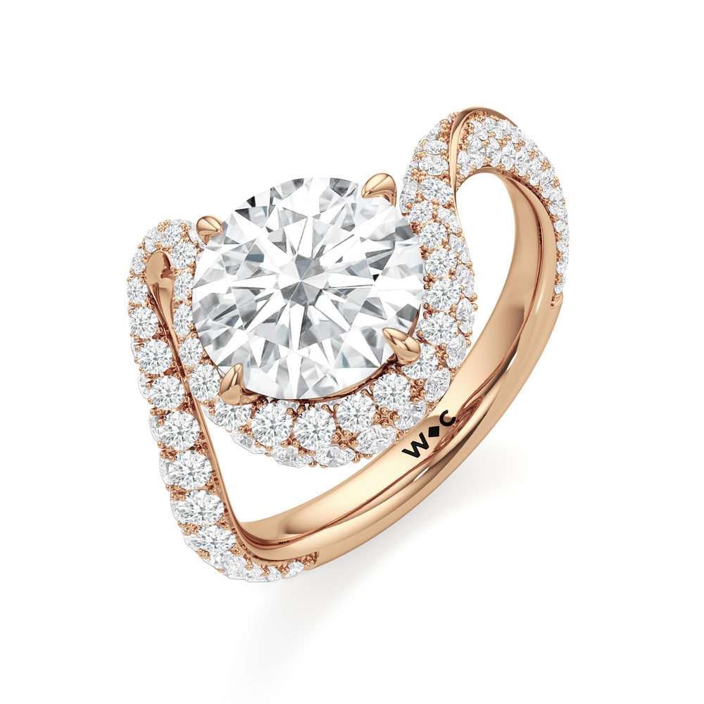 Round Cut The Cascade Engagement Ring with Lab Grown Diamond in 14KT Rose Gold view 3
