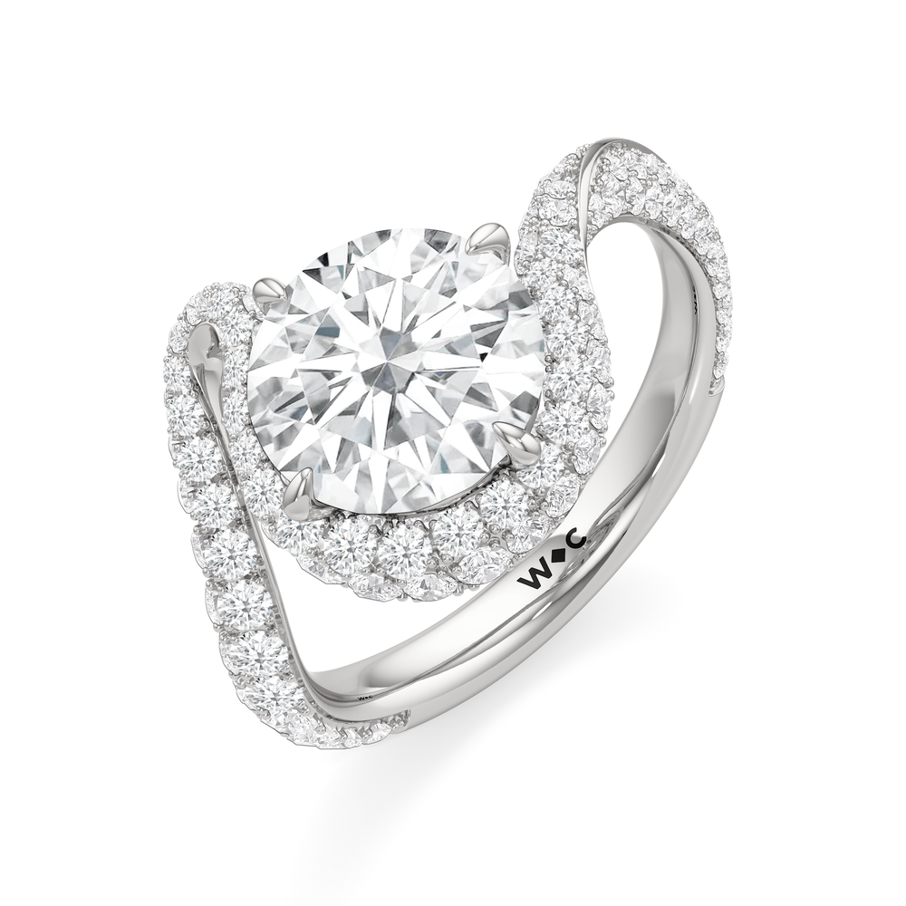 Round Cut The Cascade Engagement Ring with Lab Grown Diamond in 14KT Platinum view 3
