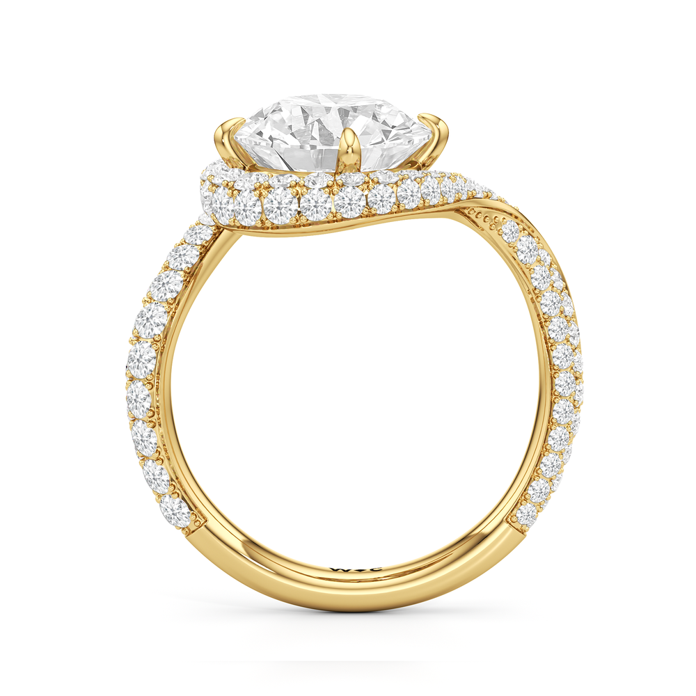 Round Cut The Cascade Engagement Ring with Lab Grown Diamond in 14KT Yellow Gold view 2
