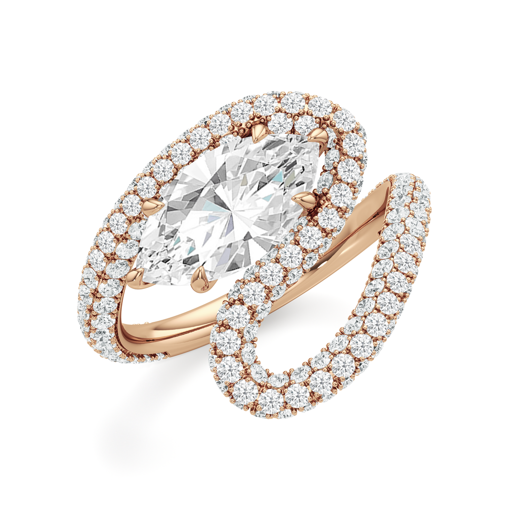 Marquise Cut The Marina Engagement Ring with Lab Grown Diamond in 14KT Rose Gold view 3
