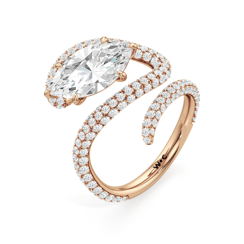 Marquise Cut The Aeris Engagement Ring with Lab Grown Diamond in 14KT Rose Gold view 3
