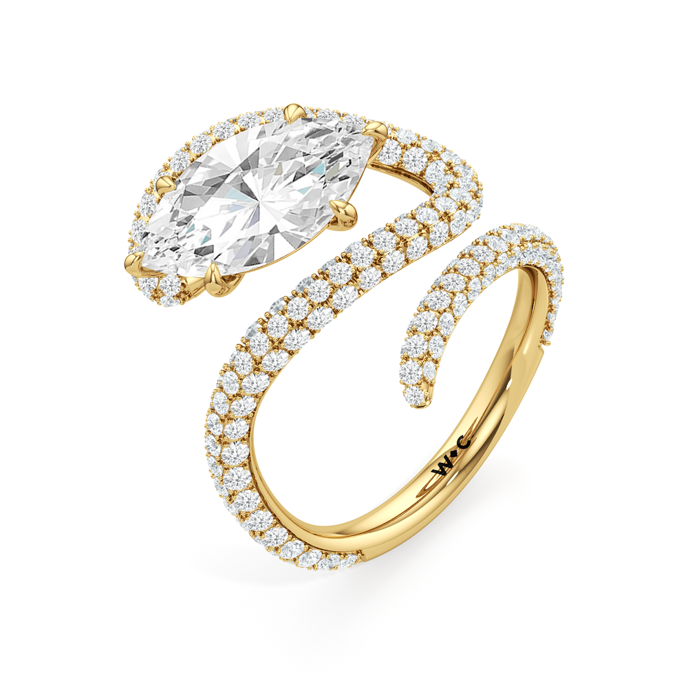 Marquise Cut The Aeris Engagement Ring with Lab Grown Diamond in 14KT Yellow Gold view 3
