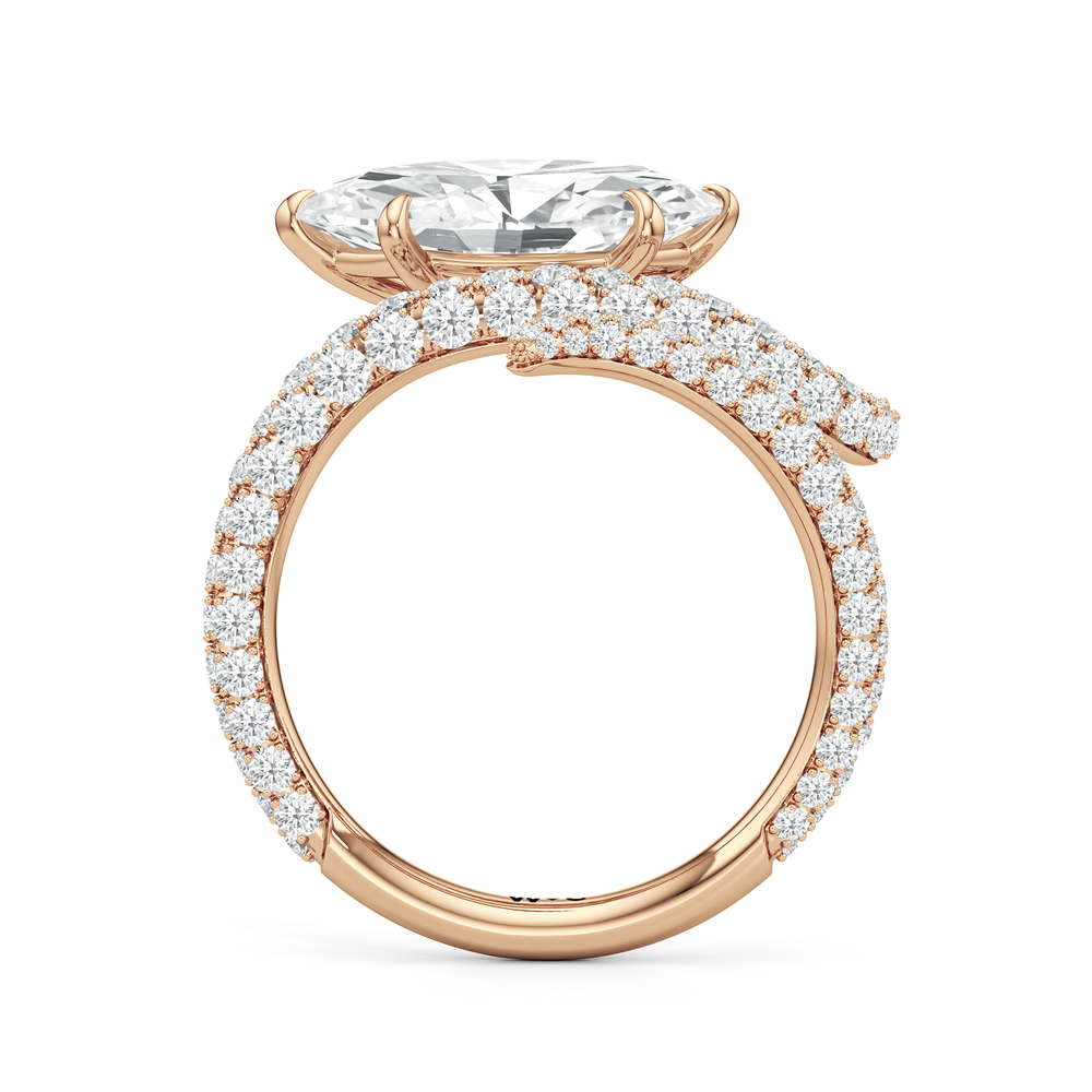 Marquise Cut The Siren Engagement Ring with Lab Grown Diamond in 14KT Rose Gold view 2

