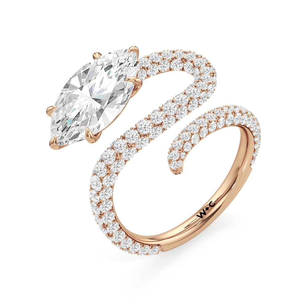 Marquise Cut The Siren Engagement Ring with Lab Grown Diamond in 14KT Rose Gold view 3
