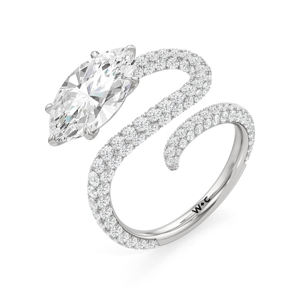 Marquise Cut The Siren Engagement Ring with Lab Grown Diamond in 14KT Platinum view 3
