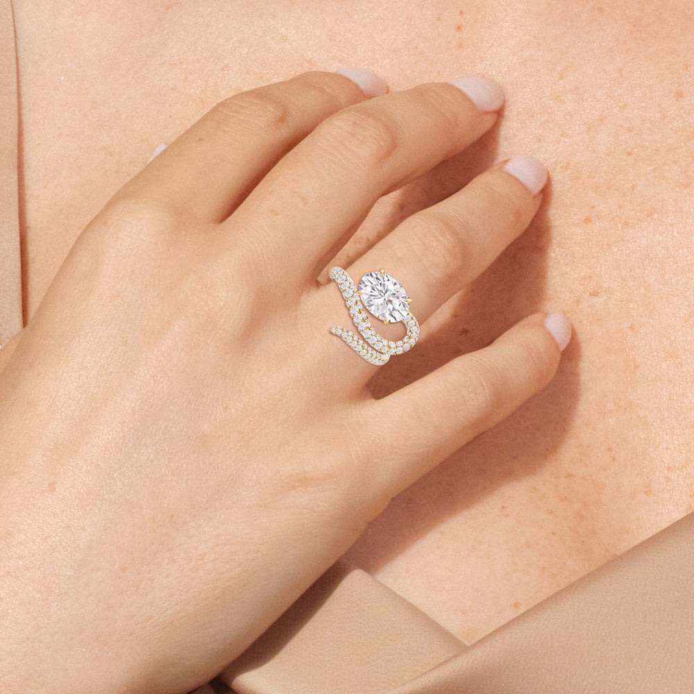 Model Wearing The Siren Engagement Ring with Lab Grown Diamond view