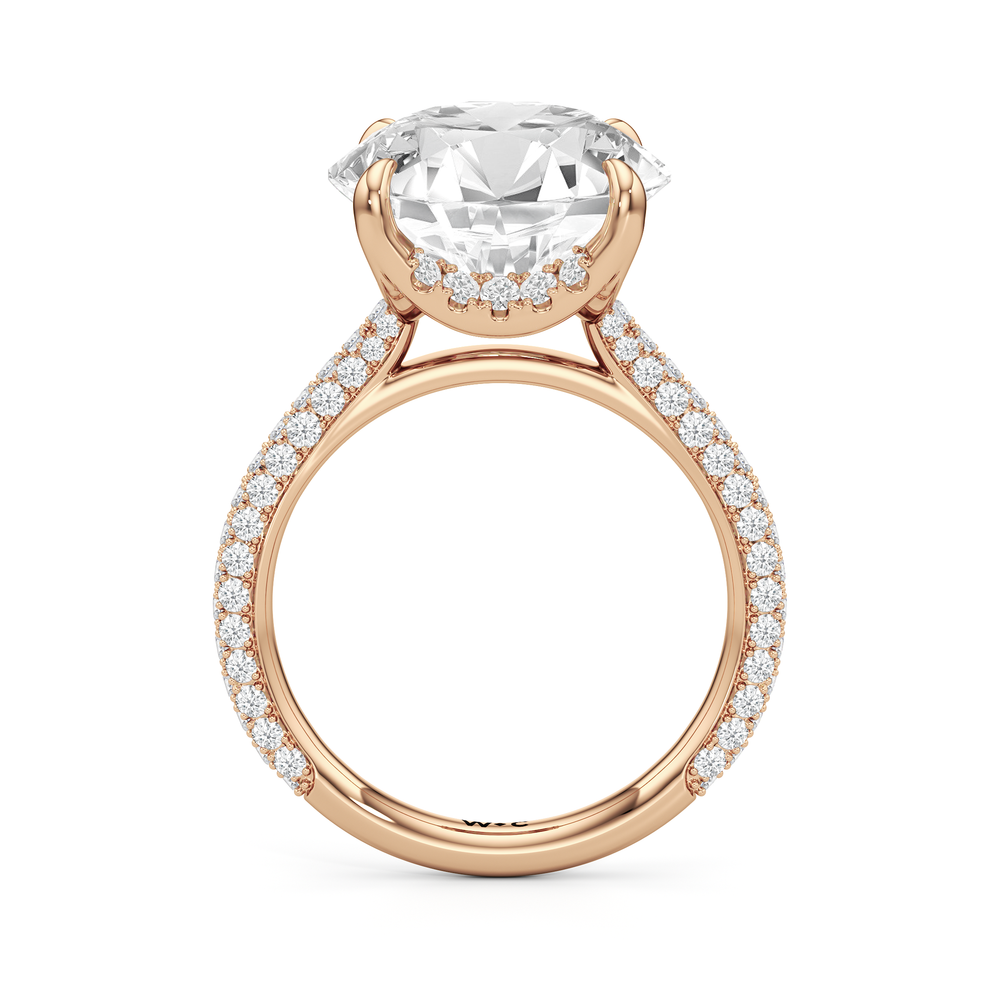 The Atrium Domed Pave Engagement Ring with Round Cut Diamond in 14KT Rose Gold view 2
