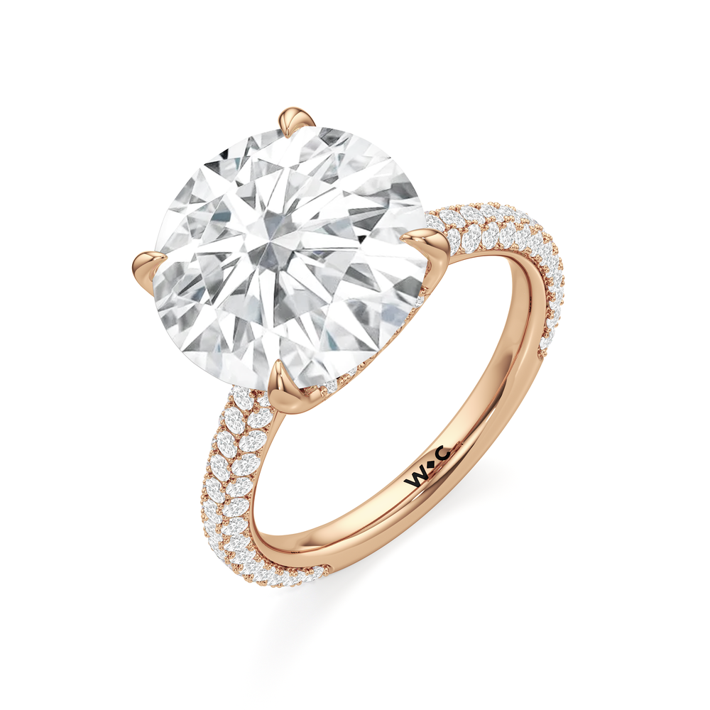 The Atrium Domed Pave Engagement Ring with Round Cut Diamond in 14KT Rose Gold view 3
