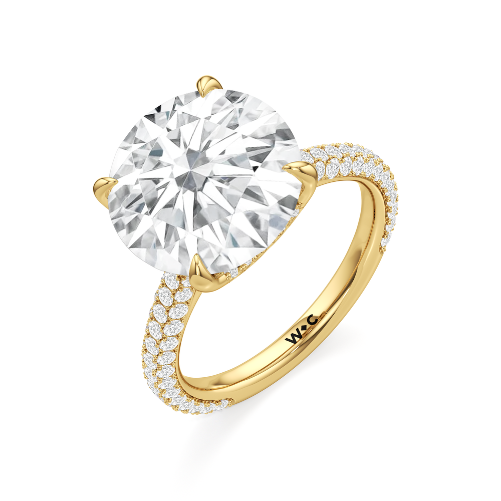 The Atrium Domed Pave Engagement Ring with Round Cut Diamond in 14KT Yellow Gold view 3
