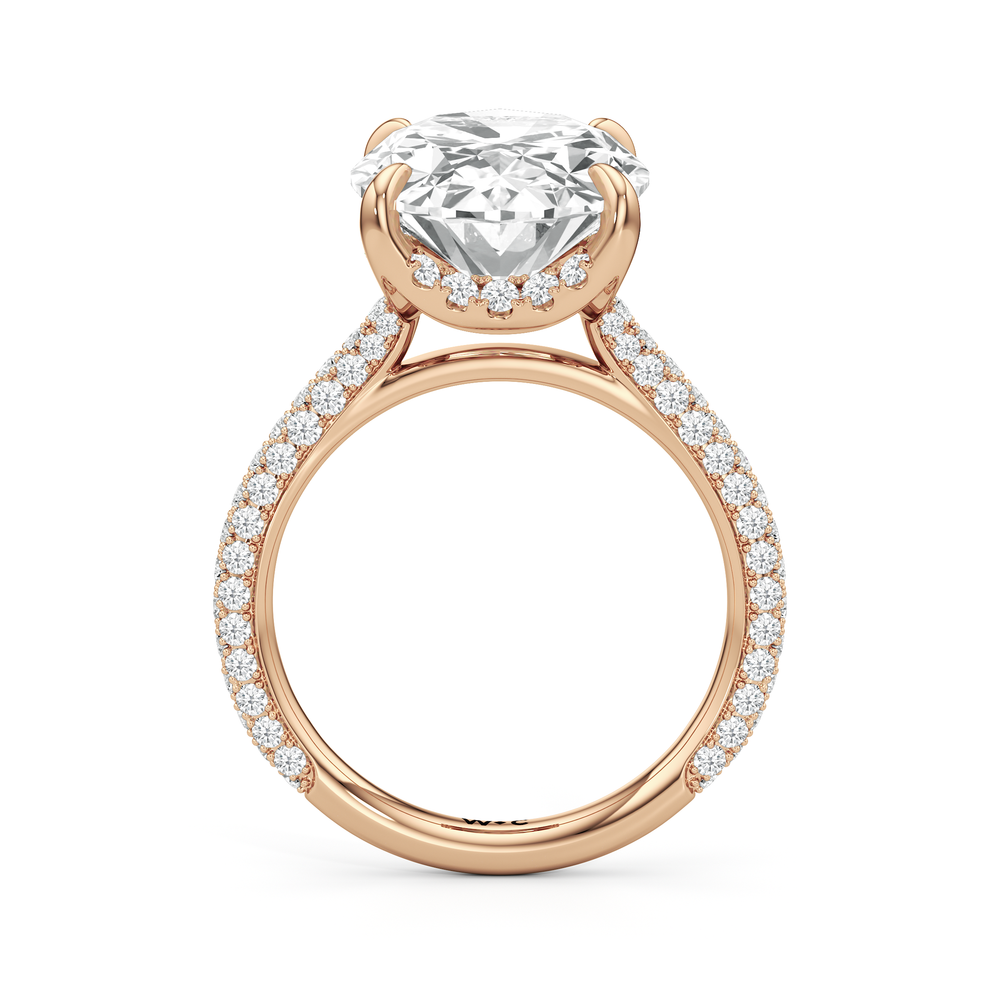 The Atrium Domed Pave Engagement Ring with Oval Cut Diamond in 14KT Rose Gold view 2

