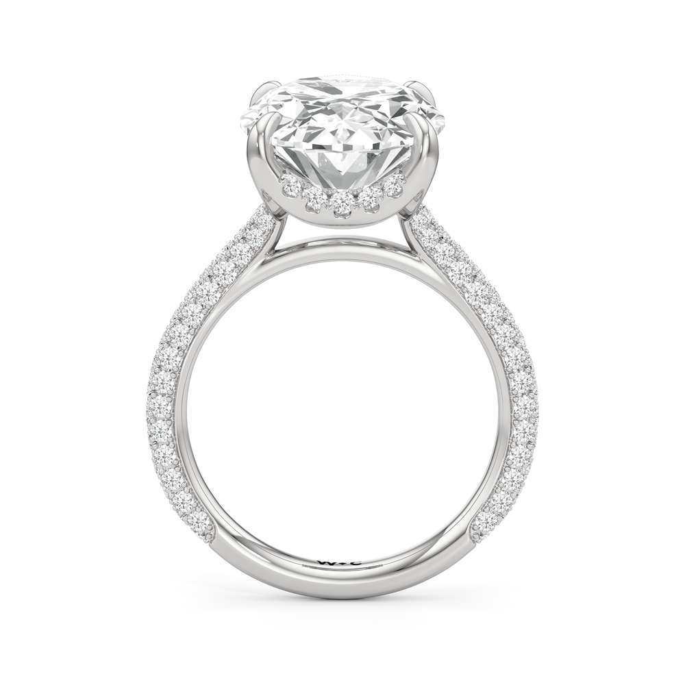 The Atrium Domed Pave Engagement Ring with Oval Cut Diamond in 14KT Platinum view 2
