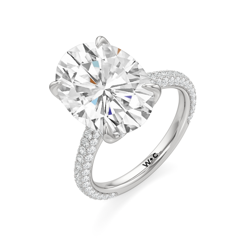 The Atrium Domed Pave Engagement Ring with Oval Cut Diamond in 14KT Platinum view 3
