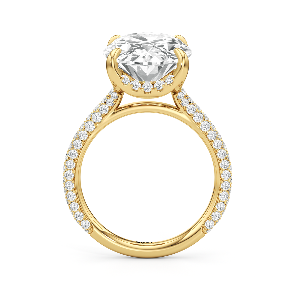 The Atrium Domed Pave Engagement Ring with Oval Cut Diamond in 14KT Yellow Gold view 2
