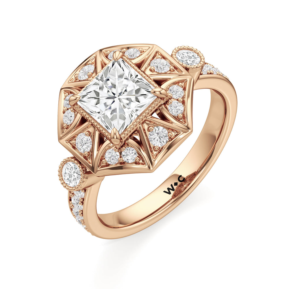 Princess Cut The Lalique Ring (E+ VVS+) with Lab Grown Diamond in 14KT Rose Gold view 4
