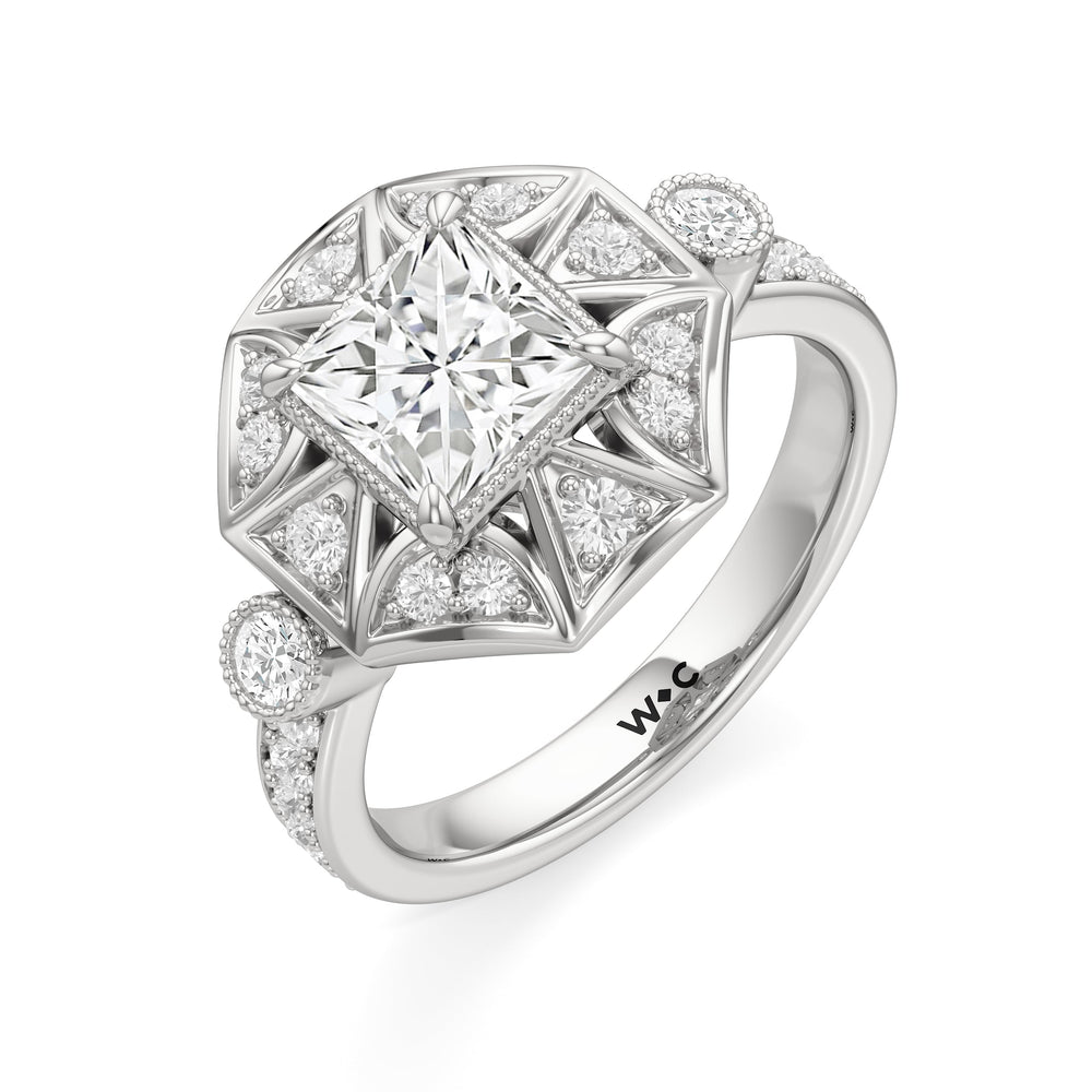 Princess Cut The Lalique Ring (E+ VVS+) with Lab Grown Diamond in 14KT Platinum view 4

