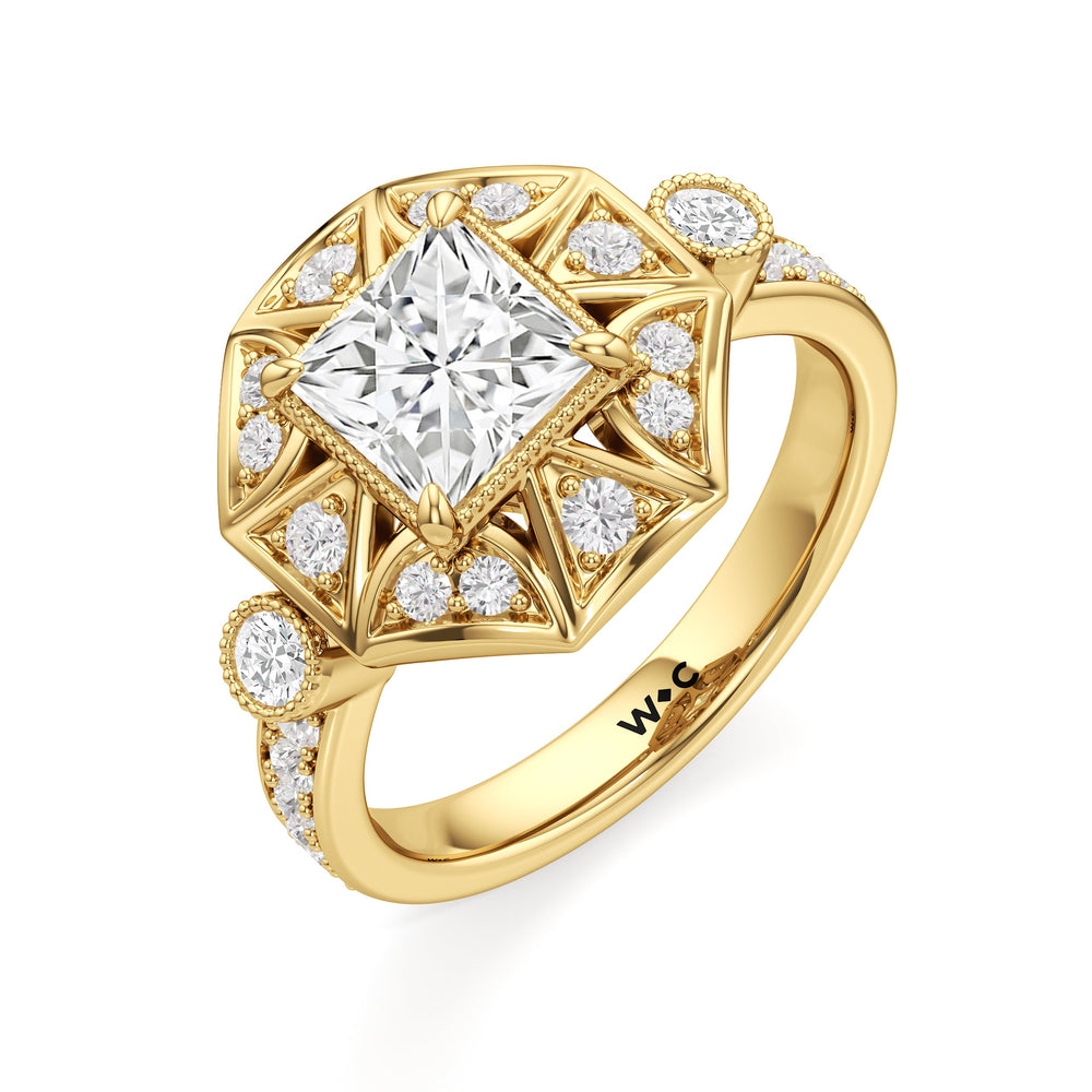 Princess Cut The Lalique Ring (E+ VVS+) with Lab Grown Diamond in 14KT Yellow Gold view 4
