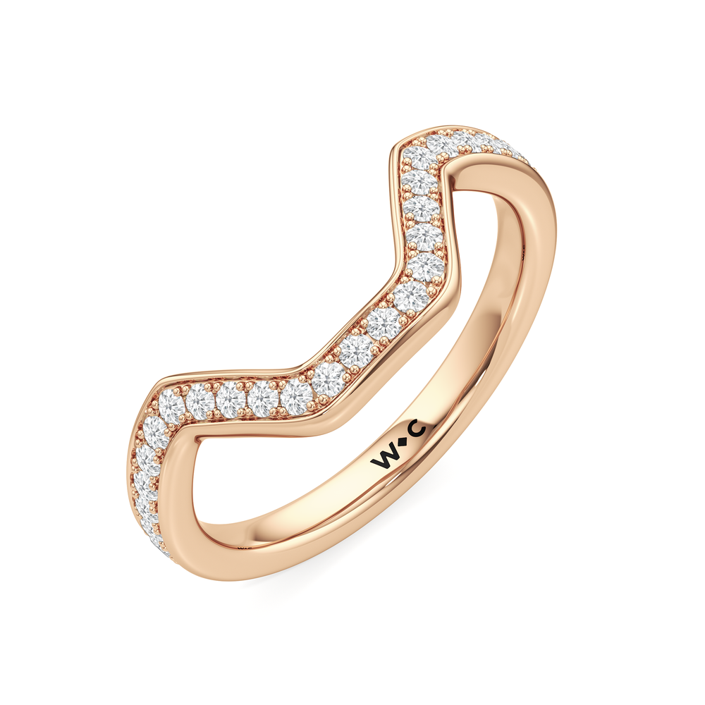 The Lalique Diamond Wedding Band with 18KT Rose Gold Cut Diamond in 14KT Rose Gold view 6
