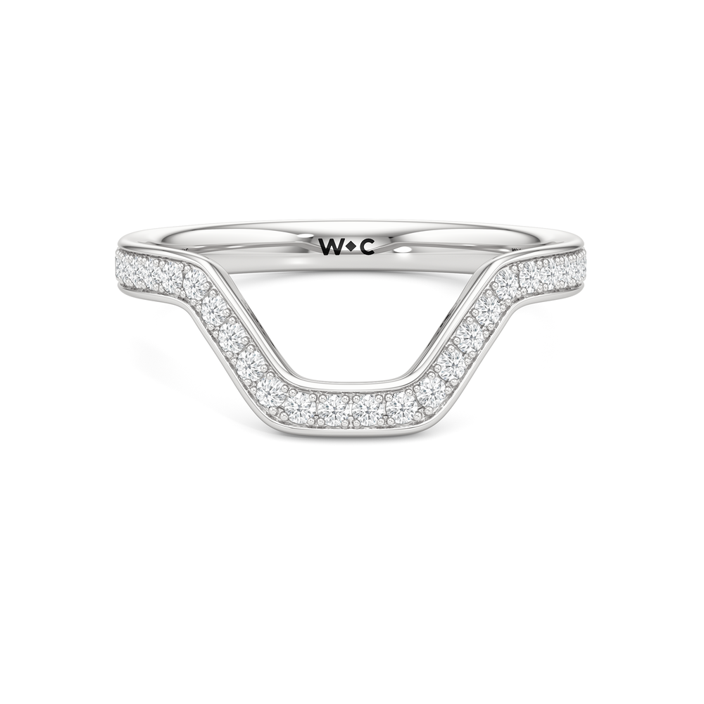 The Lalique Diamond Wedding Band with Platinum Cut Diamond in 14KT Platinum view 1
