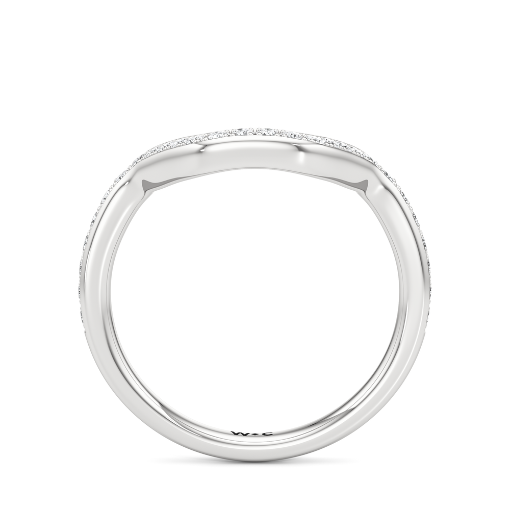 The Lalique Diamond Wedding Band with Platinum Cut Diamond in 14KT Platinum view 5

