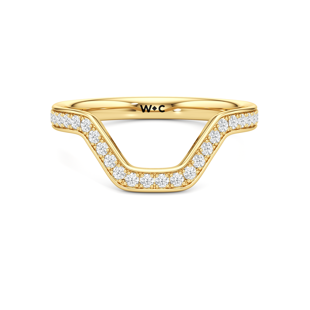 The Lalique Diamond Wedding Band with 18KT Yellow Gold Cut Diamond in 14KT Yellow Gold view 1
