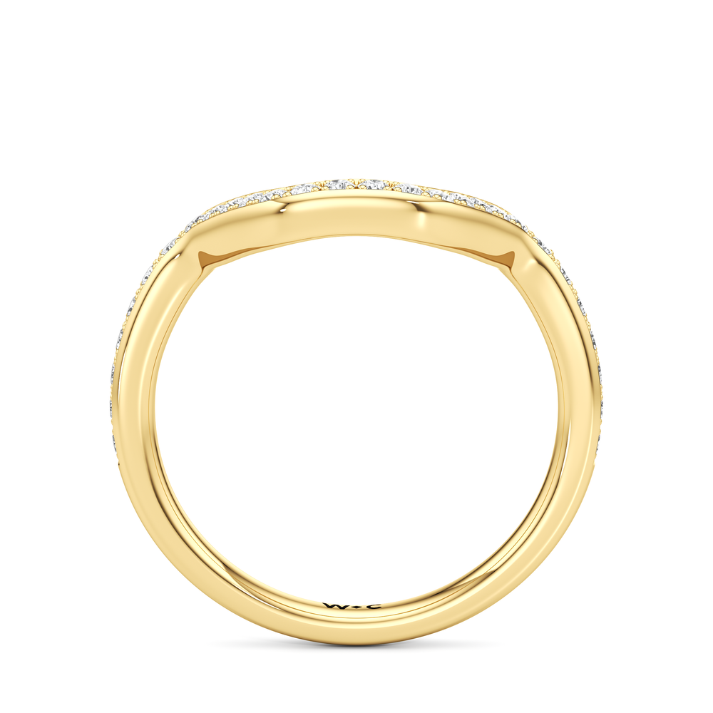 The Lalique Diamond Wedding Band with 18KT Yellow Gold Cut Diamond in 14KT Yellow Gold view 5
