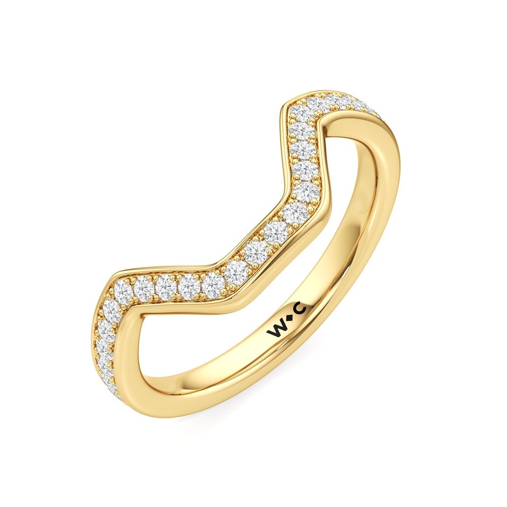 The Lalique Diamond Wedding Band with 18KT Yellow Gold Cut Diamond in 14KT Yellow Gold view 6
