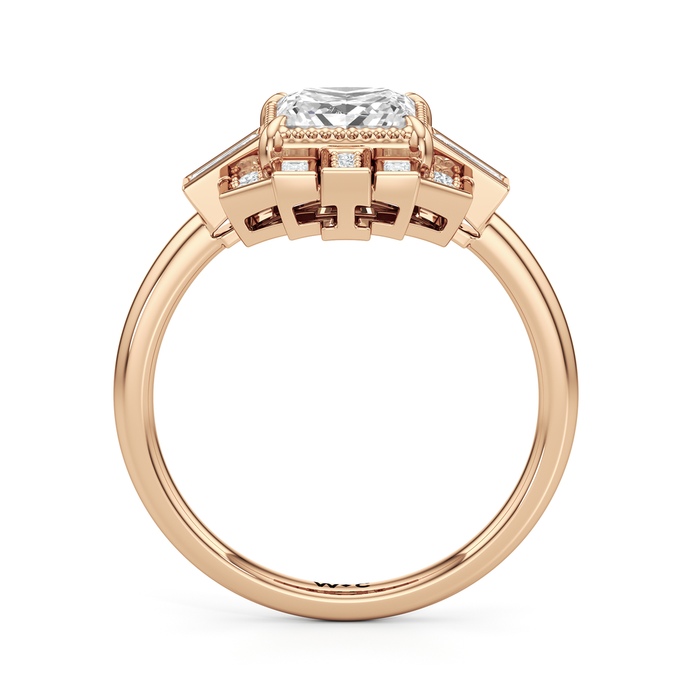 The Gatsby Ring with Princess Cut Diamond in 14KT Rose Gold view 3
