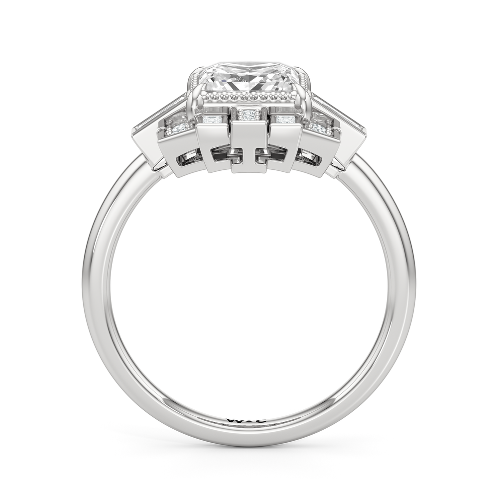 The Gatsby Ring with Princess Cut Diamond in 14KT Platinum view 3
