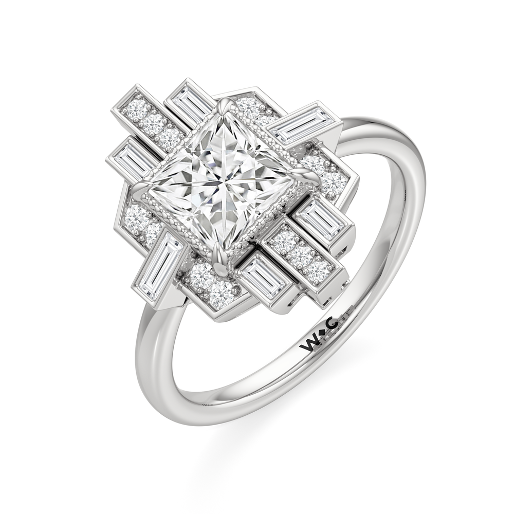 The Gatsby Ring with Princess Cut Diamond in 14KT Platinum view 4
